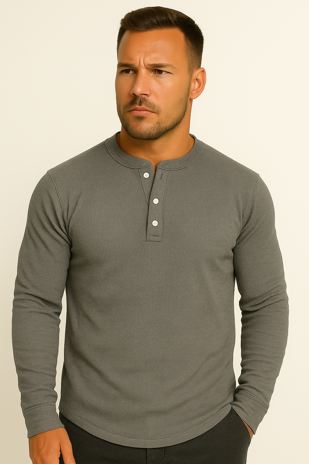 Men's Waffle Knit Henley Shirt | Long Sleeve, Casual