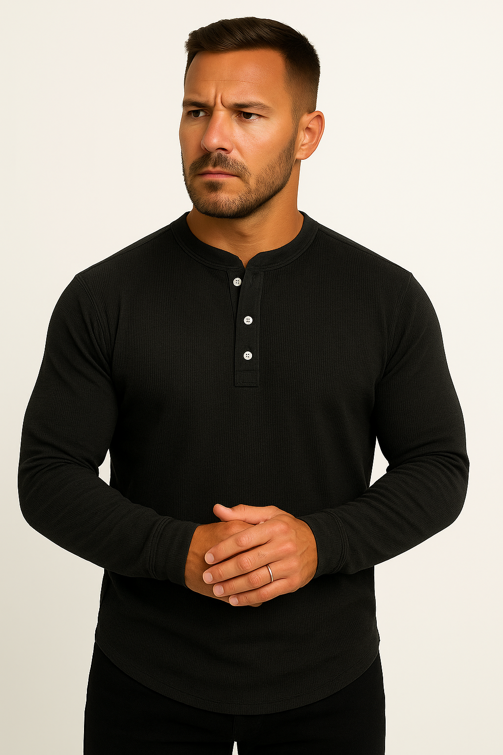 Men's Waffle Knit Henley Shirt | Long Sleeve, Casual